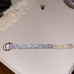 Authentic Swarovski Clear Crystal Leather Golf Buckle Bracelet